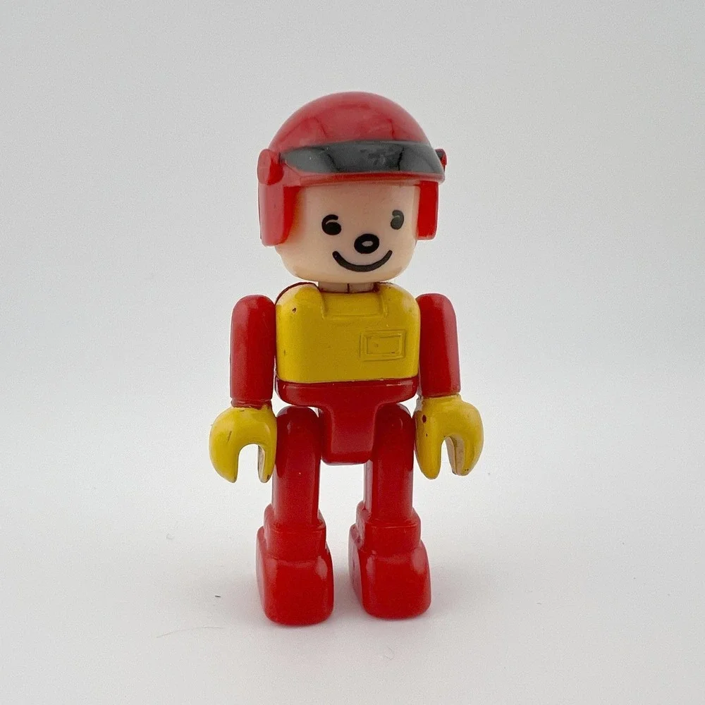 Vintage LEGO DUPLO Figure Red Helmet Yellow Shirt Red Pants 2.5